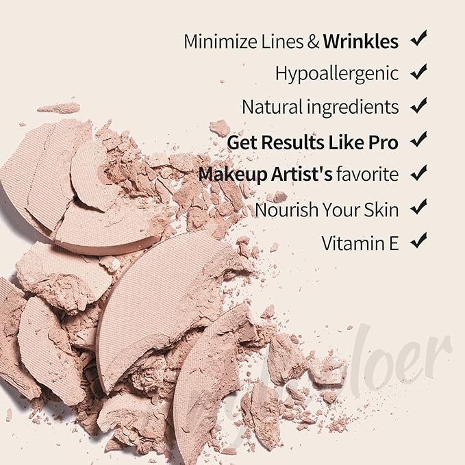 AQUAPURITY - PHOERA Sheer Matte Fixing Powder Makeup Base Fixer Setting Powder Foundation Fixing Compact Pressed Powder Long Lasting Make Up Fixer Skin Vitamin E Beauty Blender (204 Buff Beige…)-VivaGrace Women