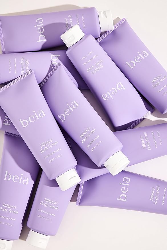 Beia Bikini & Body Scrub - Gentle Exfoliating Body Scrub with Glycolic Acid & Rice Extract - Fights Ingrown Hairs KP Bumps & Dry Skin - Hydrating & Soothing for Sensitive Skin 7.6 Oz-VivaGrace Women