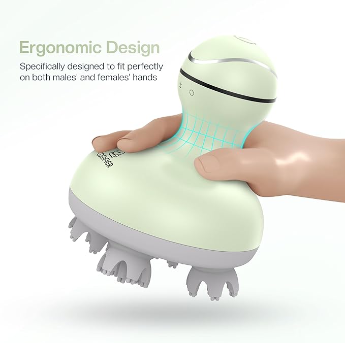 COMFIER Scalp Massager, Electric Head Scratcher, Portable Head Massager for Hair Growth with 84 Silicone Massage Nodes, Dog&Cat Massager, Rechargeable, Waterproof, Gifts for Mom,Dad,Women,Men (Green)-VivaGrace Women