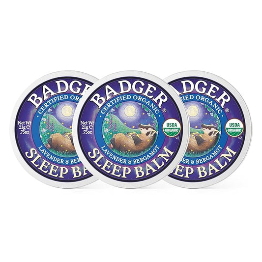 Badger - Sleep Balm, Lavender & Bergamot, Natural Sleep Balm, Scented Relaxing Balm for Children and Adults, Calming Night Balm, Organic Sleep Balm, 0.75 oz (3 Pack)-VivaGrace Women