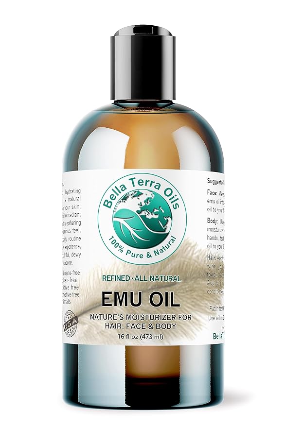 Emu Oil 16 oz 100% Pure Fully Refined Organic Undiluted - Bella Terra Oils-VivaGrace Women