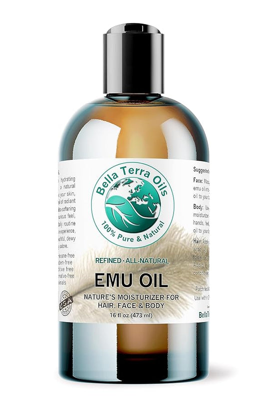 Emu Oil 16 oz 100% Pure Fully Refined Organic Undiluted - Bella Terra Oils-VivaGrace Women