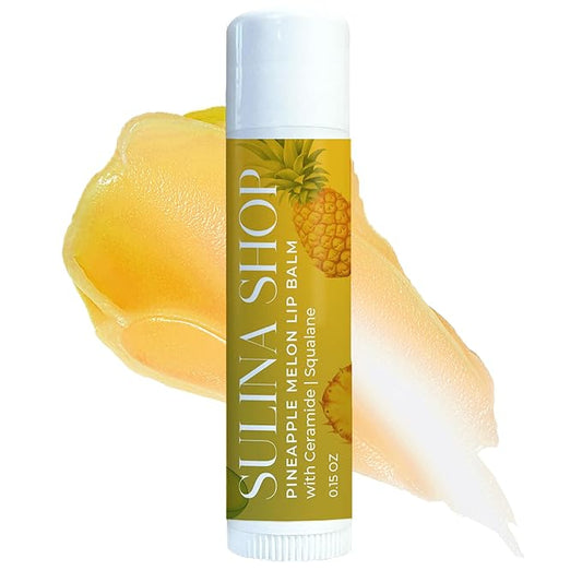 Pineapple Melon Lip Balm Hydrating & Nourishing Lip Moisturizer with Squalane, Castor Oil, Castor Oil, and Vitamin E, Smooth Application, Lip Care, Barrier Protection, Non-Waxy, Refreshing Scent-VivaGrace Women