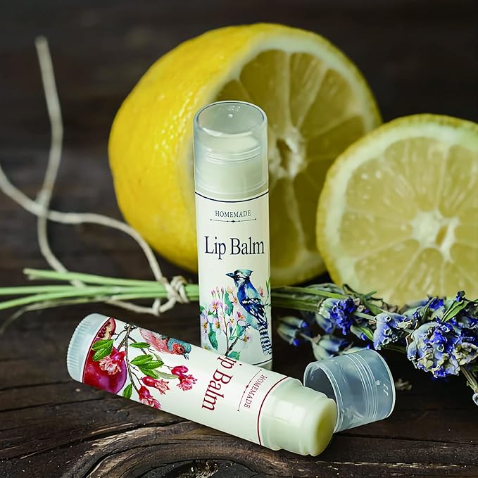 CRASPIRE Lip Balm Labels 80pcs Homemade Lip Balm Labels 2” Clear Lip Balm Labels for Tubes Printable Waterproof Lip Balm Stickers Labels for Lip Balm Handcream Candle Container（Flowers and Birds）-VivaGrace Women
