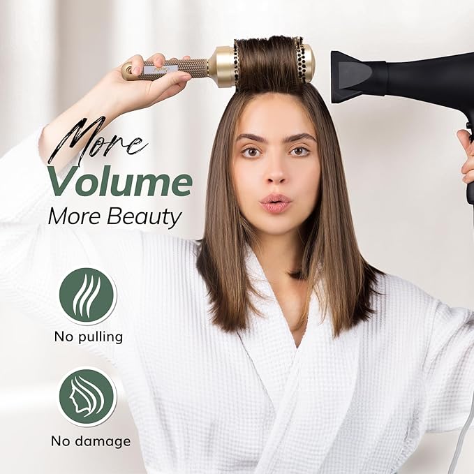 Round Brush for Blow Drying, Nano Thermal Ceramic & Ionic Tech Hair Brush with Boar Bristles, Professional Barrel Brush for Styling,Curling and Straightening by Sndyi (3.3 Inch, 2.1 Inch)-VivaGrace Women