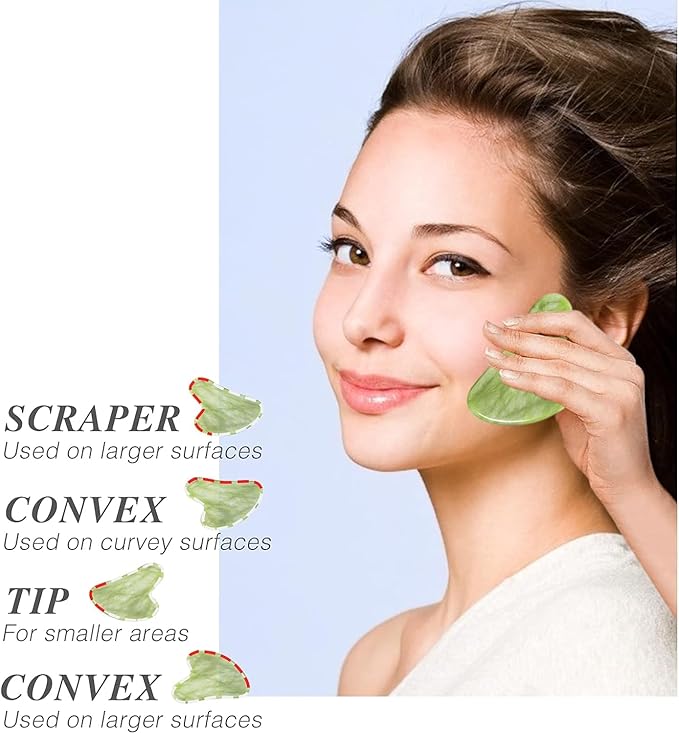 Gua Sha & Jade Roller Facial Tools Face Roller and Gua Sha Set by Easy to Clean could Promote Blood Circulation Reduce Puffiness Suitable for Skin Care Routine Puffiness and Wrinkles-VivaGrace Women