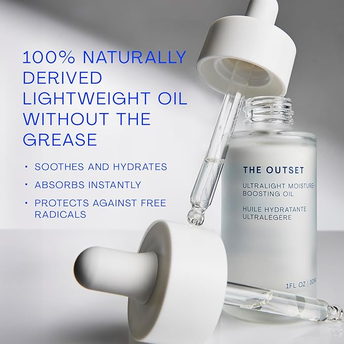 The Outset Ultralight Moisture Boosting Face Oil - Fragrance Free with Squalane - Non-clogging, Fast-Absorbing - Clean, Vegan, Gluten Free - All Skin Types, Sensitive Skin - 1 fl oz-VivaGrace Women