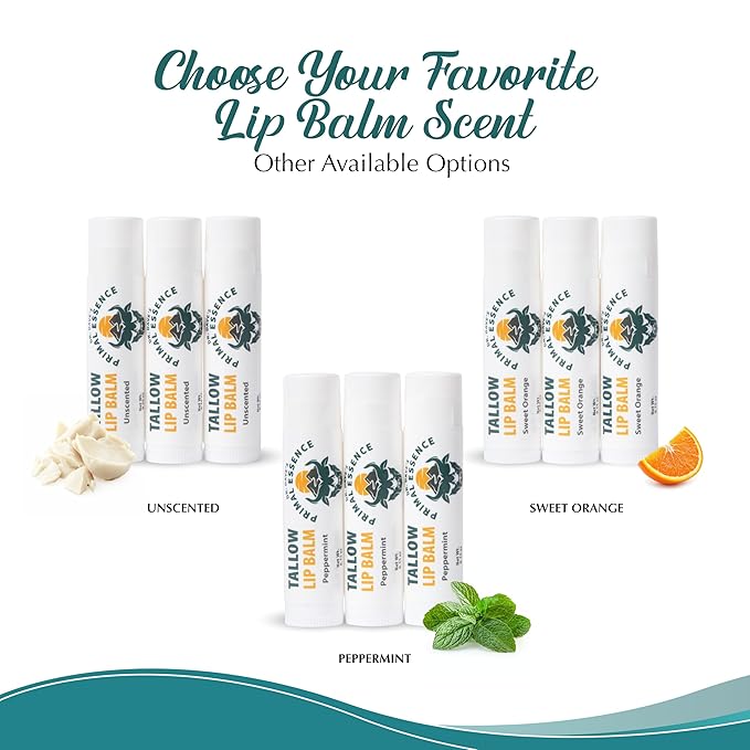 Moisturizing Tallow Lip Balm – Grass-Fed Beef Tallow with Organic Coconut Oil, Beeswax, and Vitamin E – Lip Balm Set – Variety Pack – Travel Essential – 3-Pack-VivaGrace Women