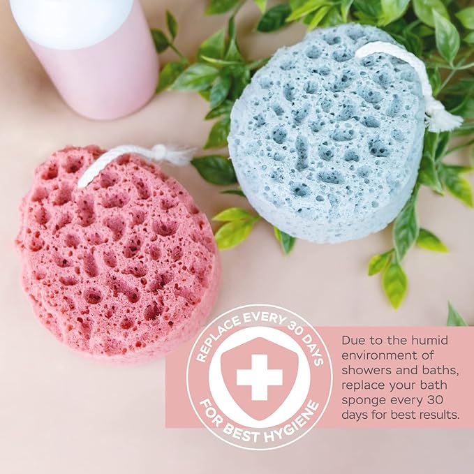 Spongentle Deep Cleansing Body Loofah Sponge, Natural Colors, for Bath and Shower, Multiple Textures for Gentle and Deep Exfoliation, Generous and Rich Lather, (Pack of 2)-VivaGrace Women