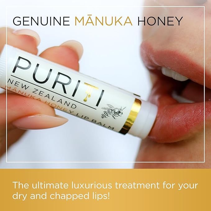PURITI Manuka Honey Lip Balm – 3pack Soothing & Moisturizing, Enriched with Almond, Jojoba, Macadamia Oils, Cocoa Butter, Hydrating for Dry & Chapped Lips, 100% Genuine New Zealand Manuka Honey-VivaGrace Women