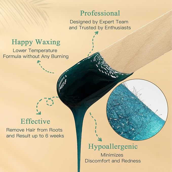 Wax Beads for Hair Removal, 1.3Lb/21oz Hard Wax for Eyebrow, Face, Bikini, Legs, Arms, Full Body Waxing with 10pcs Wax Spatulas, 6 Packs-VivaGrace Women