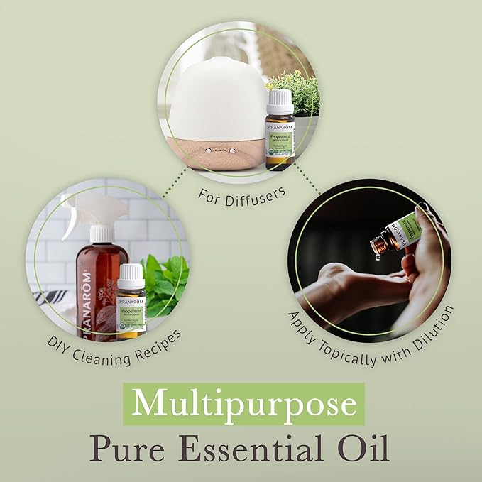 Pranarom USDA Certified Organic Peppermint Essential Oil (15ml), 100% Pure Undiluted Therapeutic Grade from India for Aromatherapy, Diffuser, Topical, Cooling, Massage & Relaxation-VivaGrace Women