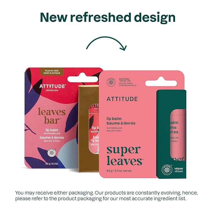 ATTITUDE Plastic-free Lip Balm, EWG Verified Plant- and Mineral-Based Ingredients, Vegan and Cruelty-free Personal Care Products, Watermelon, 0.3 Oz-VivaGrace Women