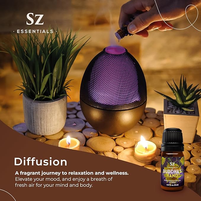 Buddha's Hand Essential Oil, 100% Pure, Extracted from The Most Fragrant Italian Finger Citron - Citrusy & Lemony Scent with Sweet Overtones - Therapeutic Grade & Vegan - 0.17oz (5ml)-VivaGrace Women