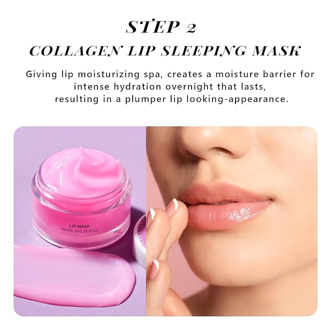 ANAI RUI Lip Therapy Set, Lip Scrub & Lip Mask, Overnight Hydrating Lip Moisturizer with Lip Exfoliator Scrub and Lip Sleeping Mask for Lip Plumping, Lip Gift Kit for Dry, Chapped, Dark Lips, Grape-VivaGrace Women