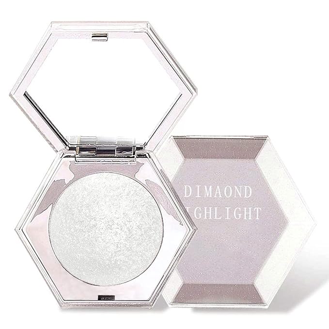 Erinde White Silver Face Highlighter Makeup Palette, Shimmer Glitter Highlighter Powder for Face Body, Natural Glossy Highlight Makeup Illuminator Highlighter Palette, Long-Lasting, Lightweight, 01#-VivaGrace Women