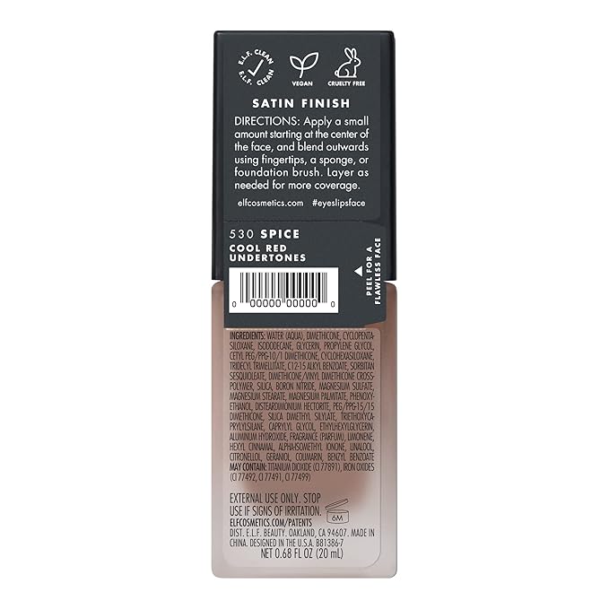 e.l.f. Flawless Finish Foundation, Lightweight & Medium Coverage, Semi-Matte Finish, Spice, 0.68 Fl Oz (20mL)-VivaGrace Women