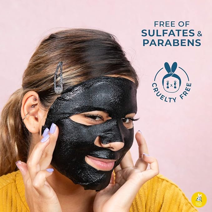FACETORY K Beauty Face Mask Skin Care - LET'S TALK DETOX PURIFYING Sheet Mask with Charcoal & Volcanic Ash | Pore Refining Charcoal Face Mask (10 Pack)-VivaGrace Women