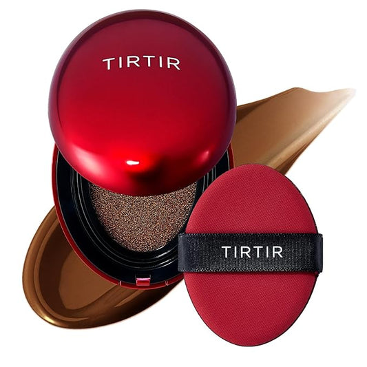 [*Mini Size*] TIRTIR Mask Fit Red Cushion Foundation | Full coverage, Weightless, Skin fit, Satin Glow Finish, Korean Makeup BB Foundation, beauty, Tattoo cover up, Buildable (#47N Ebony, 0.15 Fl Oz)-VivaGrace Women