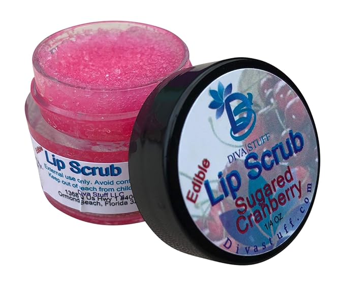 Diva Stuff Ultra Hydrating Lip Scrub for Soft Lips, Gentle Exfoliation, Moisturizer & Conditioner, Sugared Cranberry – ¼ oz (Made in the USA)-VivaGrace Women