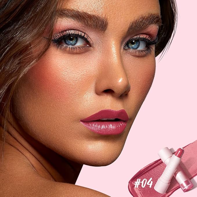 Tinted Lip Balm Chapstick with Color, Natural Semi - Gloss Finish, Hydrating/Coloring 2 in 1 Moisturizer Lip Stick for Girls & Women #04 Hot-Pink-VivaGrace Women