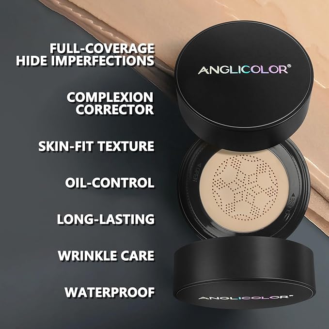 Mushroom Head Air Cushion CC Cream Strong Concealer 2PC,Face Makeup Cushion Foundation Long Lasting,Moisturizing BB Cream Makeup Base Primer Even Skin Tone for All Skin Types (2PC 03, 200g)-VivaGrace Women