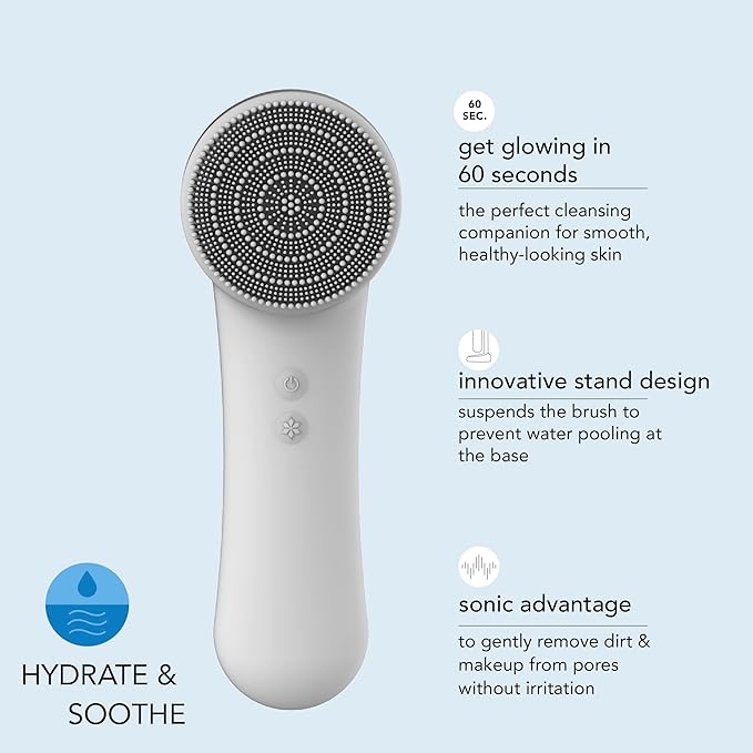 skn by conair Cryotherapy Advanced Facial Cleansing Brush, Featuring Ultra-Hygienic Silicone Brush Head and Cool Plate to Help Soothe Inflammation and Reduce Puffiness-VivaGrace Women