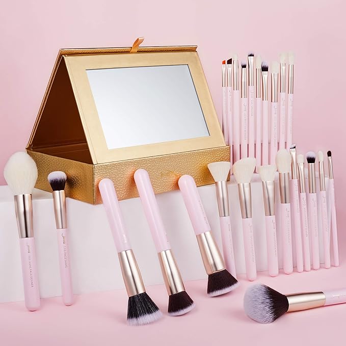 Jessup Makeup Brushes Set Professional Makeup Brush Eyeshadow Blending Powder Foundation Blusher Concealer 25pcs with Cosmetics Storage Box, Blushing Bride T295-VivaGrace Women