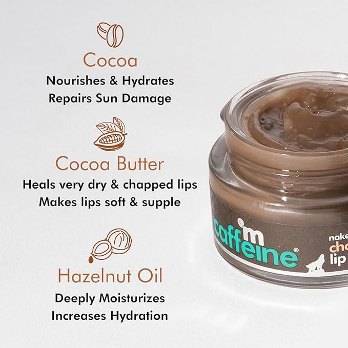 mCaffeine Deep Moisturizing Choco Lip Balm for Healing Dry & Chapped Lips - 24 Hrs Moisturization | Lip Care for Men & Women with Cocoa Butter & Hazelnut Oil | Natural & Vegan (12gm)-VivaGrace Women