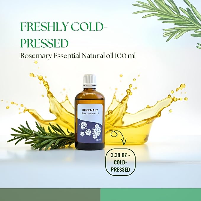 Roots & Above Pure Natural Rosemary Essential Oil 3.38 fl oz/100 ml for Diffuser, Face, Skin Care, Hair, Aroma, Massage, Candle & Soap Making Fragrance DIY use-VivaGrace Women