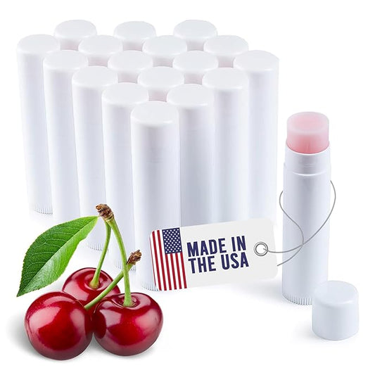 Lip Balm Bulk Unlabeled - Made in USA Bulk Chapstick - Natural Ingredients Vitamin E Shea Butter - Custom Chapstick Bulk For Party & Wedding Favors (18 Count, Cherry)-VivaGrace Women
