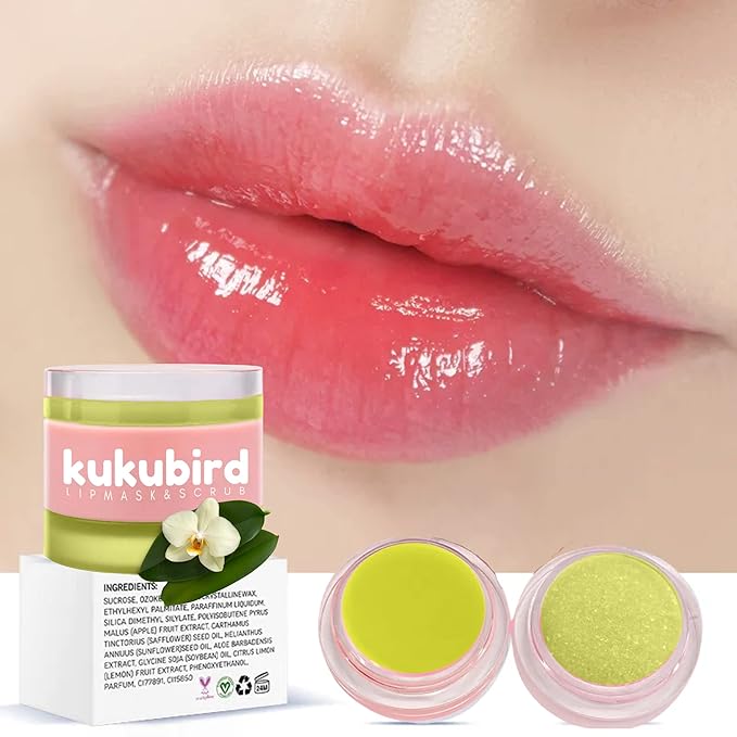 kukubird Lip Mask Overnight Hydrating Lip Balm Mask Exfoliating Lip Scrub Lip Care Treatment For Chapped and Cracked Lips-Vanilla-VivaGrace Women