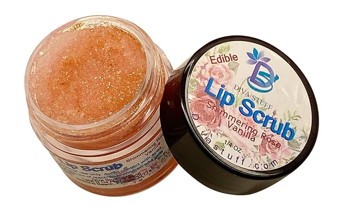 Diva Stuff Ultra Hydrating Lip Scrub for Soft Lips, Gentle Exfoliation, Moisturizer & Conditioner, ¼ oz - Made in the USA (Shimmering Rose Vanilla)-VivaGrace Women