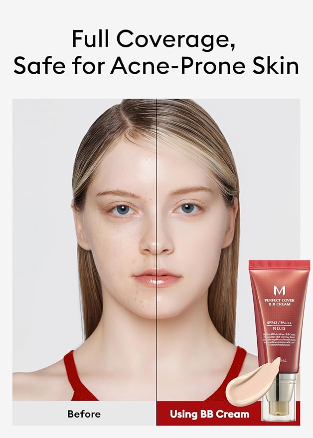 MISSHA M Perfect Cover BB Cream No.13 Bright Beige - Fair with Cool Undertone SPF 42 PA +++ 1.69 Fl Oz - Tinted Moisturizer with SPF-VivaGrace Women