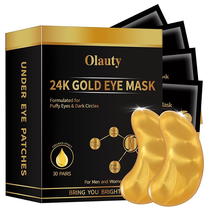 24K Gold Under Eye Patches,Black Box Collagen Anti-Aging Moisturize Under Eye Mask,Reducing Fine and Lines Dark Circleeye Patches,Gel Eye Masks Beauty & Personal Care-VivaGrace Women