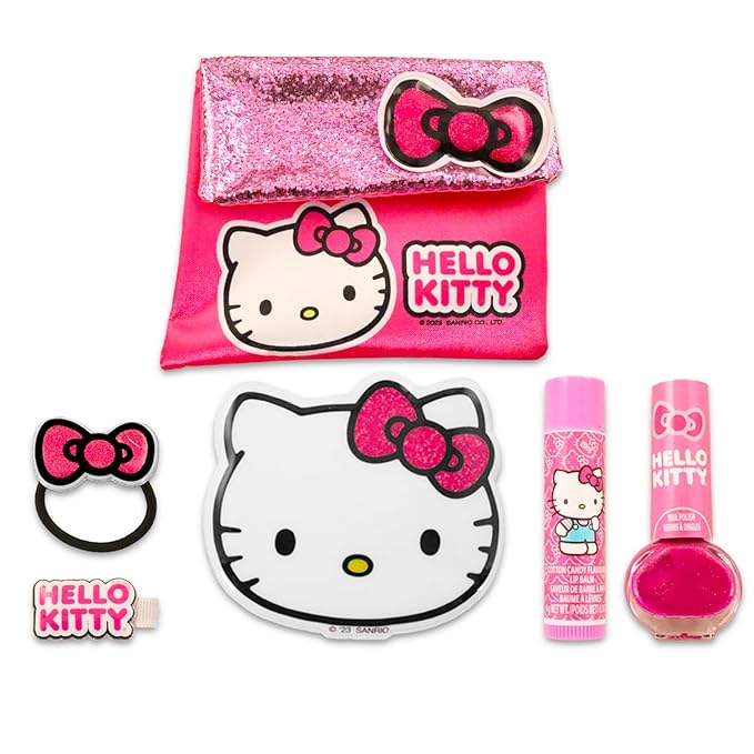 Hello Kitty Lip Balm Set - Bundle with Hello Kitty Lip Balm Plus Scrunchie, Bracelet, Cosmetic Bag, Stickers, More | Hello Kitty Lip Balm for Girls-VivaGrace Women