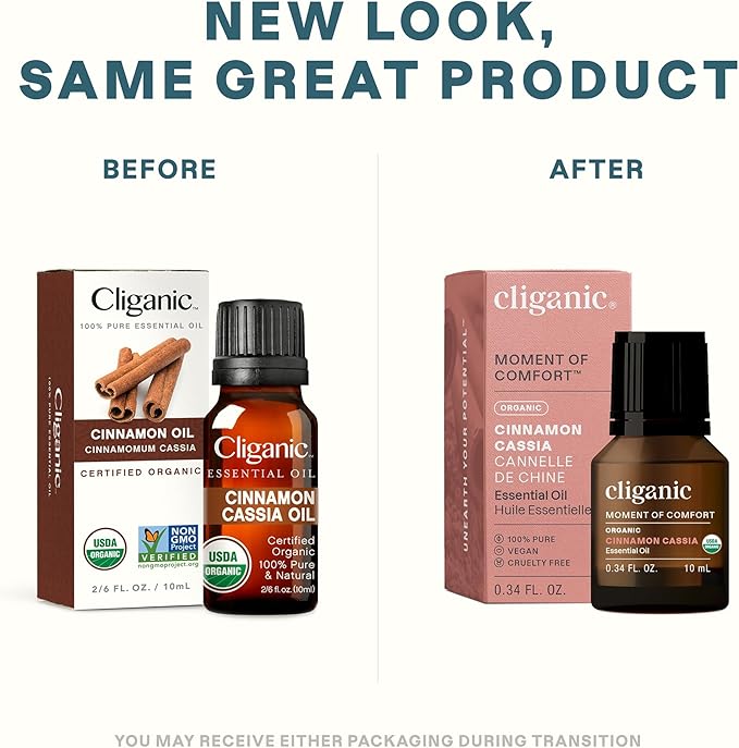 Cliganic Organic Cinnamon Cassia Essential Oil, 100% Pure Natural Undiluted, for Aromatherapy | Non-GMO Verified (Packaging May Vary)-VivaGrace Women