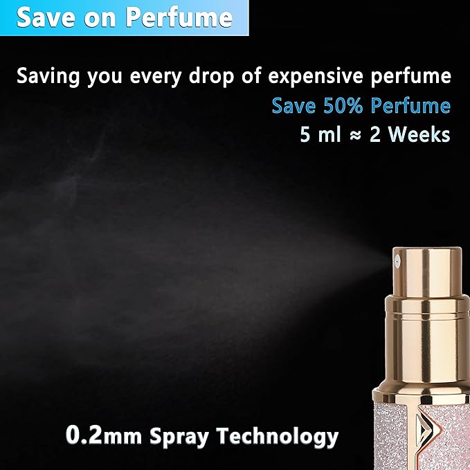 Refillable Travel Perfume Atomizer Bottle - 5ml Luxury Pocket Perfume Dispenser Pump, Travel Perfume Atomiser, Cologne Dispenser, Portable Size Sprayer Bottle for Traveling (Pink - 1)-VivaGrace Women