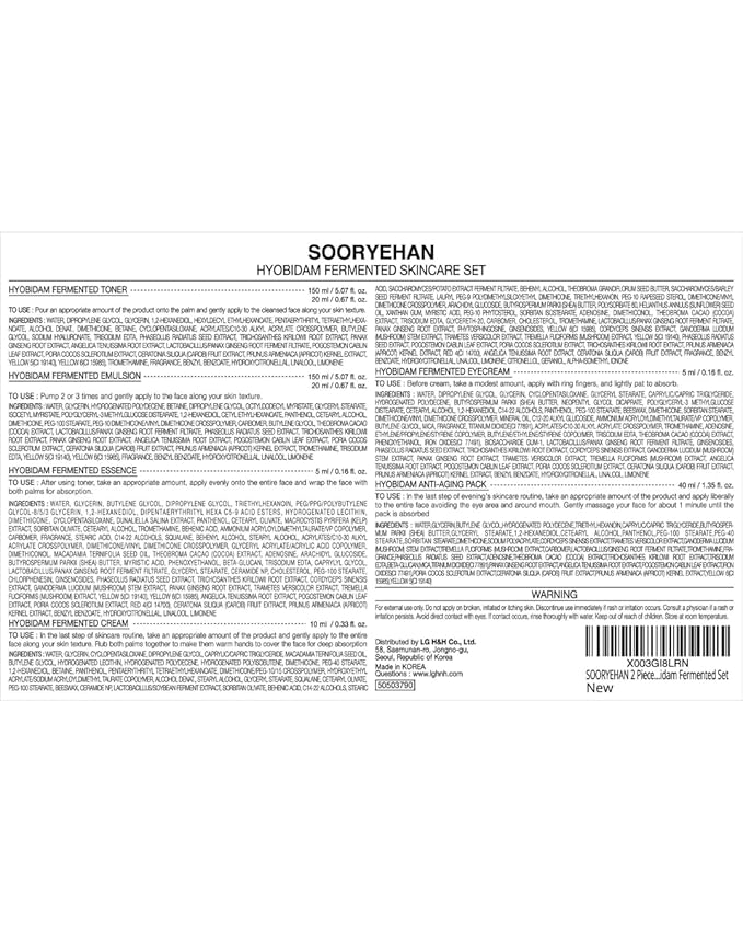 Sooryehan Hyobidam Fermented Skincare Gift Set (13.53fl oz) - Premium Korean Skin Care for Intense Hydration, Elasticity. Ginseng, Snow Fungus.-VivaGrace Women