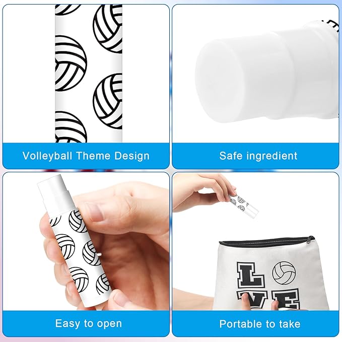 Demissle 24 Pcs Sports Team Gifts Sports Lip Balm Sports Party Favors Sports Theme Lipstick for Team Gifts(Volleyball)-VivaGrace Women