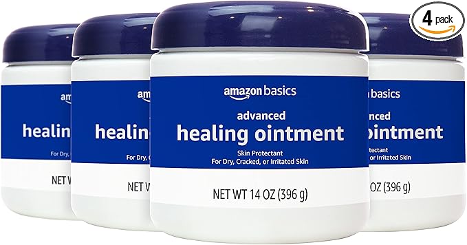 Amazon Basics Healing Ointment and Skin Protectant for Dry & Cracked Skin, Fragrance Free, 14 Ounce, 4-Pack (Previously Solimo)-VivaGrace Women
