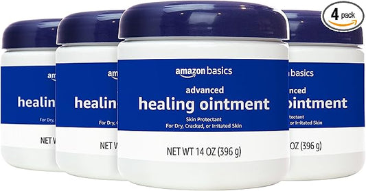 Amazon Basics Healing Ointment and Skin Protectant for Dry & Cracked Skin, Fragrance Free, 14 Ounce, 4-Pack (Previously Solimo)-VivaGrace Women