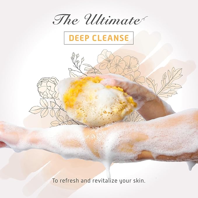 Spongentle Deep Cleansing Body Loofah Sponge, Natural Colors, for Bath and Shower, Multiple Textures for Gentle and Deep Exfoliation, Generous and Rich Lather, (Pack of 2)-VivaGrace Women