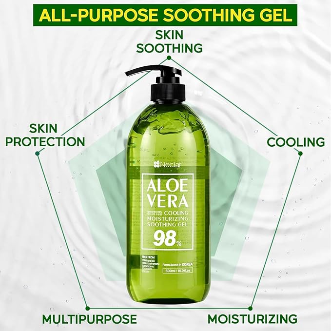 98% Aloe Vera Gel for Face, Skin and Hair - 16.9 oz / 500ml - Pure Aloe Vera Gel for Sunburn Relief - After Sun Care - Sun Burn Moisturizer-VivaGrace Women