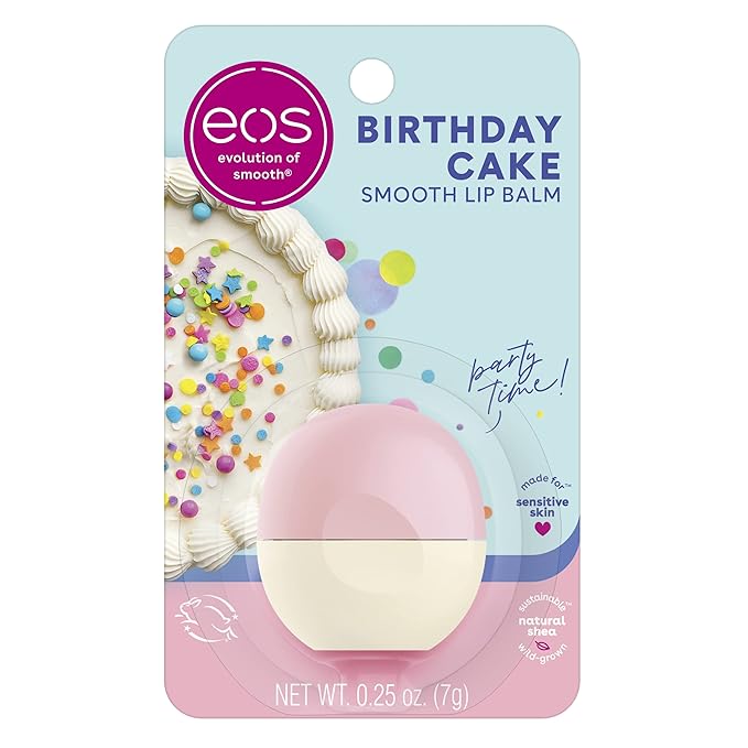 eos Natural Shea Lip Balm- Birthday Cake, All-Day Moisture Lip Care Products, 0.25 oz-VivaGrace Women