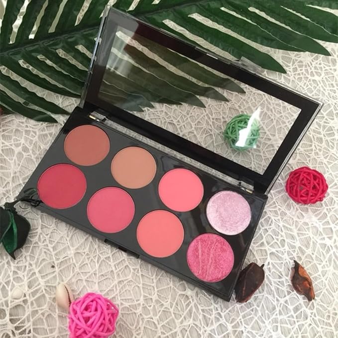 Makeup Revolution Ultra Blush Makeup Palette, Bronzer & Highlighter, Includes 8 Shades, Gluten free, Vegan & Cruelty Free, Sugar & Spice, 13g-VivaGrace Women