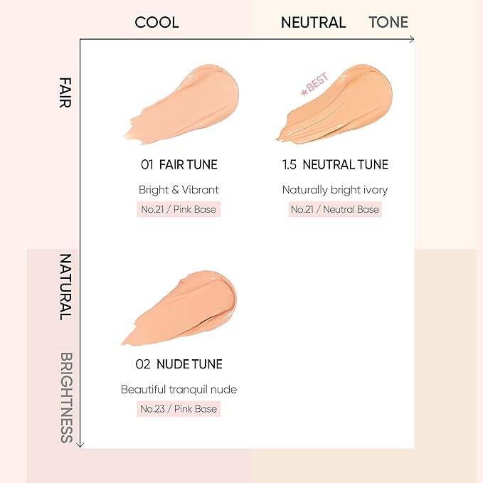Skin Tune Vegan Cover Cushion Foundation 1.5 NEUTRAL TUNE | Light Apricot |dewy, glow, long-lasting, double coverage, clean beauty, lightweight, natural look, foundation for sensitive skin, hydrating-VivaGrace Women