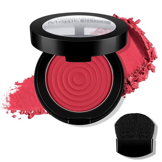 Boobeen Soft Blend Powder Blush for Cheeks, Buildable Color Matte Smooth Blush Palette Compact Blush Powder Makeup, Long-lasting Flush Color, with Mirror and Brush-VivaGrace Women