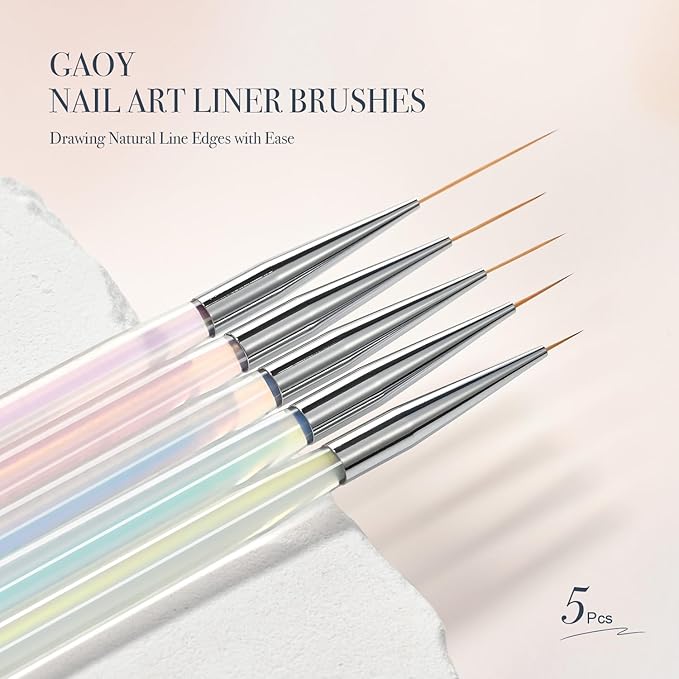 GAOY 5Pcs Nail Art Liner Brushes, Professional Painting Art Pen Set, Nail Design Tools for French Liner, Thin Details and Fine Drawing-VivaGrace Women