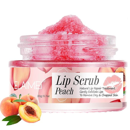 Lip Exfoliator Scrub, Lip Exfoliator Scrub and Moisturizer, Sugar Lip Scrub for Dry Cracked Lips, Gently Exloliate, Exfoliating Lip Scrub For Lip Repair, Nourish Lips (Peach)-VivaGrace Women